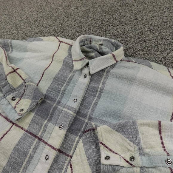 Free People Other - Free People Shirt Womens M Gray Plaid Flannel Snap Button Up Long Sleeve Outdoor